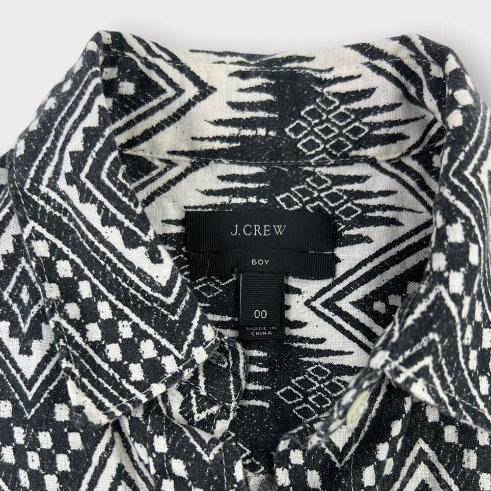 J.Crew 100% Linen Boy Shirt in Diamond Ikat Size 00 - Picture 3 of 5